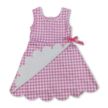 Load image into Gallery viewer, Sleeveless pink plaid scallop kids girls athletic dress