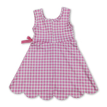 Load image into Gallery viewer, Sleeveless pink plaid scallop kids girls athletic dress