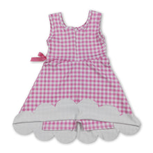 Load image into Gallery viewer, Sleeveless pink plaid scallop kids girls athletic dress