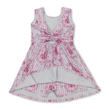 Load image into Gallery viewer, Pink sleeveless stripe bow castle girls athletic dresses