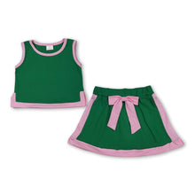 Load image into Gallery viewer, Green cotton sleeveless top skorts kids girls outfits