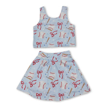 Load image into Gallery viewer, Sleeveless baseball bow kids girls summer activewear set