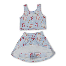 Load image into Gallery viewer, Sleeveless baseball bow kids girls summer activewear set