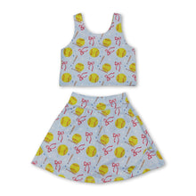 Load image into Gallery viewer, Sleeveless softball bow kids girls summer activewear set