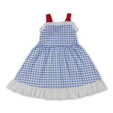 Load image into Gallery viewer, Straps white ruffle plaid kids girls summer dresses