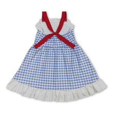 Load image into Gallery viewer, Straps white ruffle plaid kids girls summer dresses