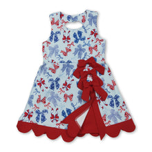 Load image into Gallery viewer, Red blue bow top skirt girls 4th of july athletic dresses