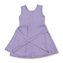 Load image into Gallery viewer, Lavender sleeveless bow kids girls athletic dresses