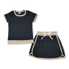 Load image into Gallery viewer, Black cotton top skirt kids girls summer outfits
