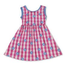 Load image into Gallery viewer, Hot pink plaid floral sleeveless kids girls dresses