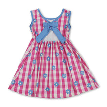 Load image into Gallery viewer, Hot pink plaid floral sleeveless kids girls dresses