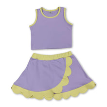 Load image into Gallery viewer, Sleeveless lavender yellow scallop kids girls active wear set