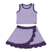 Load image into Gallery viewer, Sleeveless lavender purple scallop kids girls active wear set