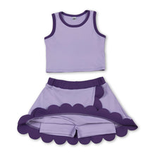 Load image into Gallery viewer, Sleeveless lavender purple scallop kids girls active wear set