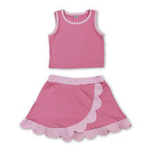 Load image into Gallery viewer, Light pink scallop princess girls summer active wear set