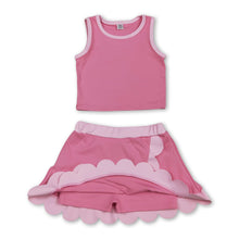 Load image into Gallery viewer, Light pink scallop princess girls summer active wear set