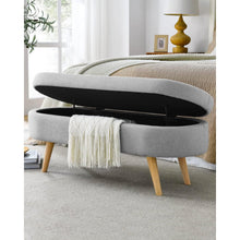 Load image into Gallery viewer, Mid-Century Modern Boho Style Grey Linen Bedroom Storage Bed Bench