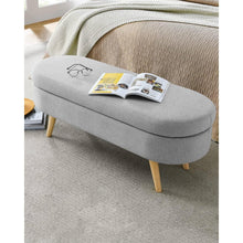 Load image into Gallery viewer, Mid-Century Modern Boho Style Grey Linen Bedroom Storage Bed Bench