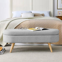 Load image into Gallery viewer, Mid-Century Modern Boho Style Grey Linen Bedroom Storage Bed Bench