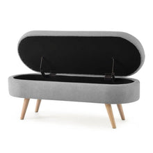 Load image into Gallery viewer, Mid-Century Modern Boho Style Grey Linen Bedroom Storage Bed Bench