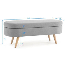 Load image into Gallery viewer, Mid-Century Modern Boho Style Grey Linen Bedroom Storage Bed Bench