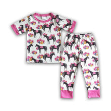 Load image into Gallery viewer, Floral horse print kids girls pajamas