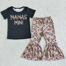 Load image into Gallery viewer, Mama's mini black shirt leopard pants girls boutique clothes