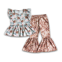 Load image into Gallery viewer, Deer peplum bell bottom pants girls set
