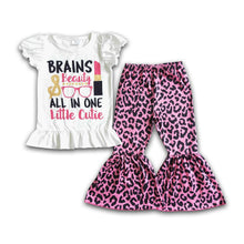 Load image into Gallery viewer, Brains beauty all in little one cutie leopard girls clothing set
