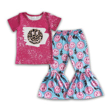 Load image into Gallery viewer, Smile bleached shirt bell pants kids girls boutique set