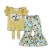 Load image into Gallery viewer, Cow sunflower bell bottom pants baby children clothes