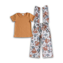 Load image into Gallery viewer, Cotton shirt highland cow overalls kids girls western clothes