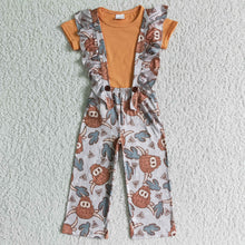 Load image into Gallery viewer, Cotton shirt highland cow overalls kids girls western clothes