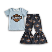 Load image into Gallery viewer, Short sleeve motor bell bottom pants kids girls cool set