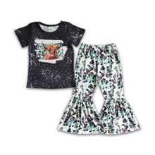 Load image into Gallery viewer, Highland cow bell bottom pants girls western clothes