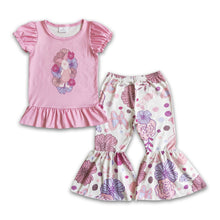 Load image into Gallery viewer, Pink floral shirt bell bottom pants kids girls clothes