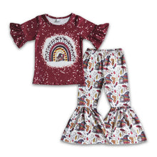 Load image into Gallery viewer, Short sleeve rainbow shirt magic baby girls clothing set
