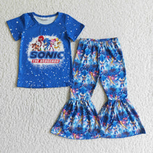 Load image into Gallery viewer, Blue hedgehog kids girls clothing set