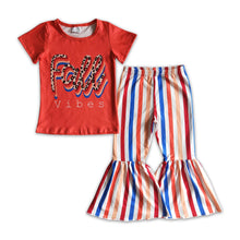 Load image into Gallery viewer, Fall vibes shirt stripe pants kids girls clothing set