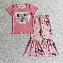 Load image into Gallery viewer, Holly jolly babe pink shirt bell bottom pants girls Christmas set