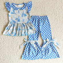 Load image into Gallery viewer, Princess ruffle shirt polka dots pants girls clothes