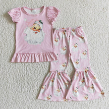 Load image into Gallery viewer, Pink santa shirt bell bottom pants baby girls Christmas clothing