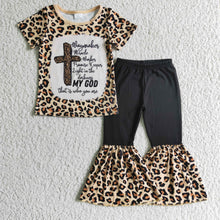 Load image into Gallery viewer, Cross my god leopard kids girls clothes