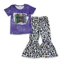 Load image into Gallery viewer, Happy Mardi Gras leopard kids girls outfits