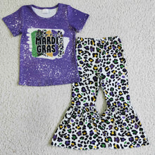 Load image into Gallery viewer, Happy Mardi Gras leopard kids girls outfits