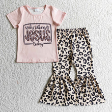 Load image into Gallery viewer, Only talking to jesus today leopard girls clothing set