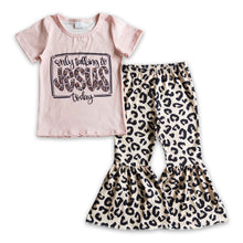 Load image into Gallery viewer, Only talking to jesus today leopard girls clothing set