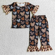 Load image into Gallery viewer, Animal print mouse short sleeves girls pajamas