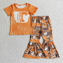 Load image into Gallery viewer, Bleached shirt bell bottom pants girls team clothing