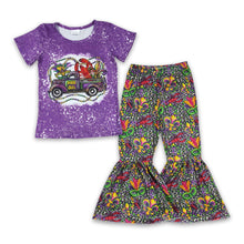 Load image into Gallery viewer, Crawfish purple Mardi Gras toddler girls clothing set